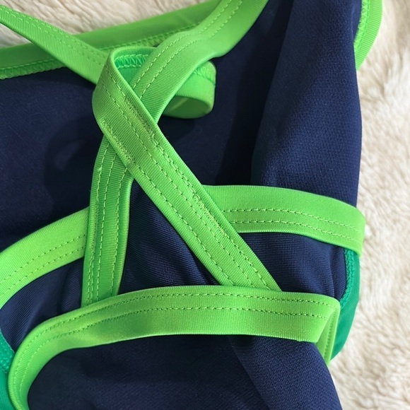Speedo girls one-piece swimsuit size 22 in navy blue and green - Picture 8 of 8